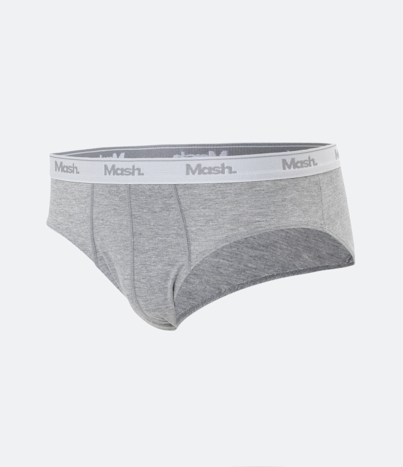 Cueca Slip em Meia Malha com Cós Elástico Contrastante Mash Cinza Claro 1