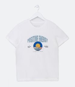 Camiseta Infantil com Estampa Pôr do Sol Positive Energy - Tam 5 a 14 Anos