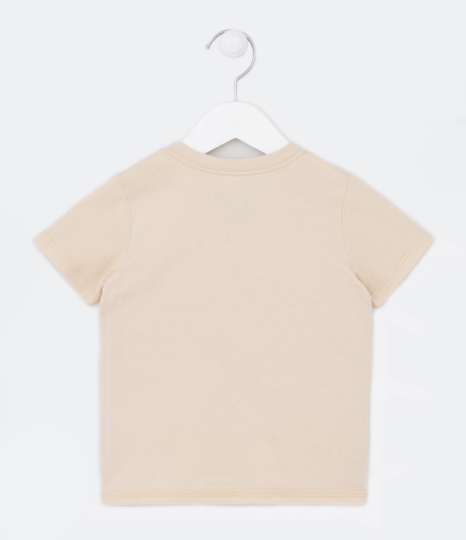 Camiseta Infantil com Recorte Texturizado e Etiqueta Aplicada - Tam 1 a 5 anos Bege 2