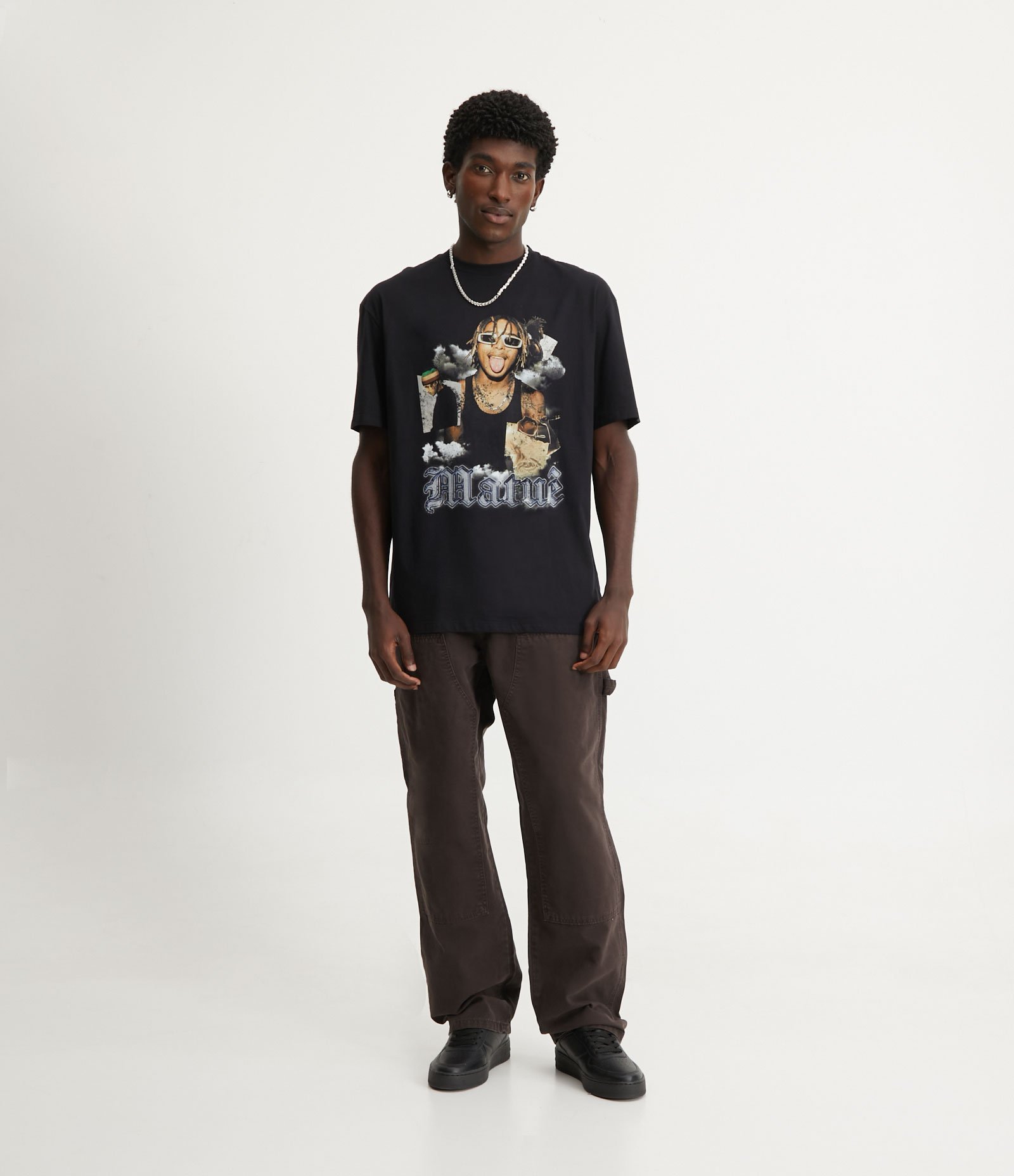 Camiseta Relaxed em Meia Malha com Estampa Matuê Preto 2