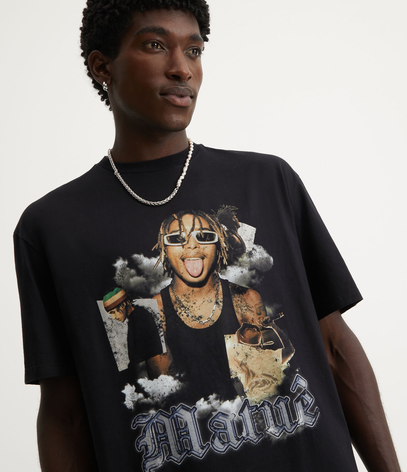 Camiseta Relaxed em Meia Malha com Estampa Matuê Preto 4
