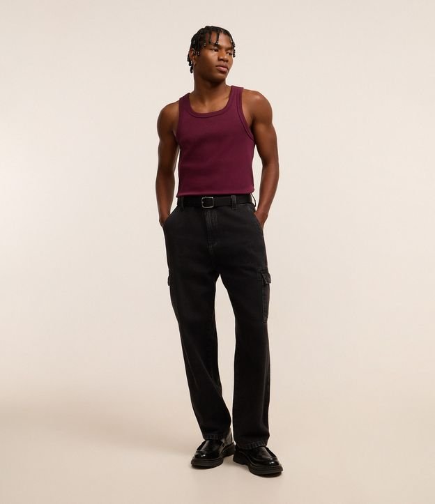 Calça Baagy Jeans com Bolsos Cargo Laterais
