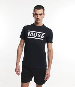 Camiseta Regular em Meia Malha com Estampa Logo Muse