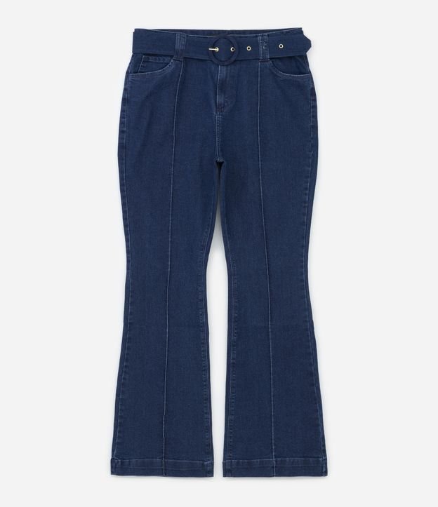 Calça Flare Jeans com Cinto e Fivela Forrada Curve & Plus Azul 5