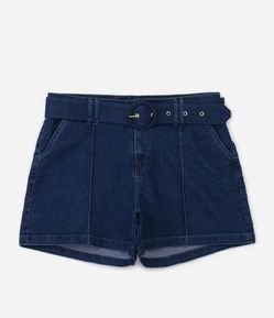 Bermuda Jeans com Cinto Fivela Forrada Curve & Plus Size