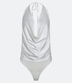 Body Frente Única Acetinado com Decote Franzido