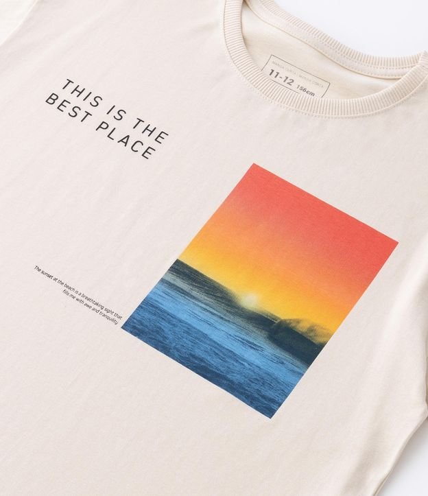 Remera Infantil con Estampa Puesta de Sol - Talle 5 a 14 años Beige 4