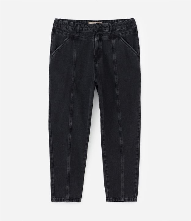 Calça Mom Jeans com Bolsos e Recortes Curve & Plus Size Preto 6