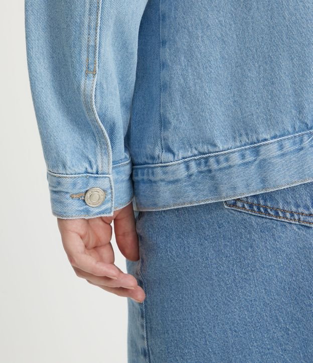 Campera Alargada Jeans con Bolsillos Curve & Plus Size Azul 5