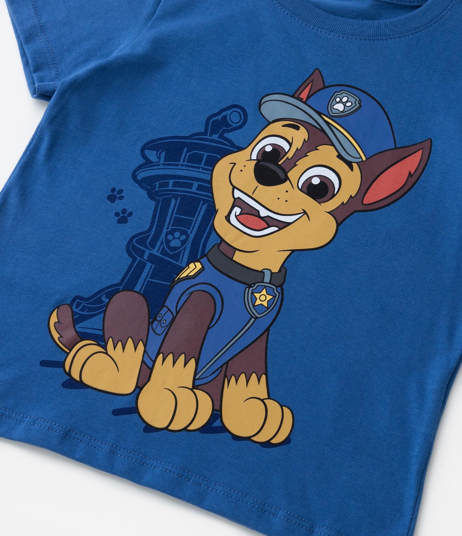 Camiseta Infantil Estampa Chase Patrulha Canina com Máscara Interativa - Tam 1 a 5 Anos Azul 3