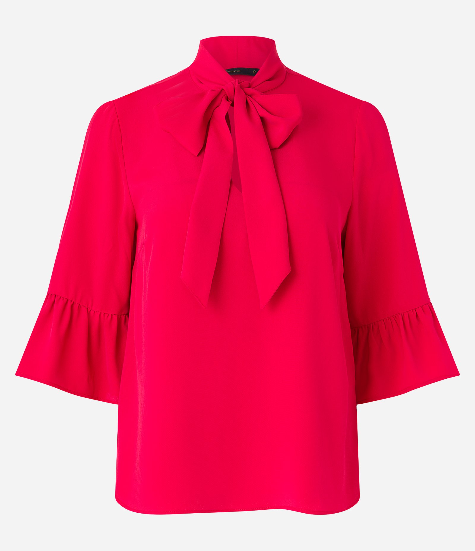 Blusa Manga Curta em Crepe com Laço na Gola Alta Vermelho 6