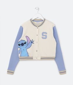 Jaqueta Bomber Infantil com Estampa Stitch - Tam 7 a 14 Anos