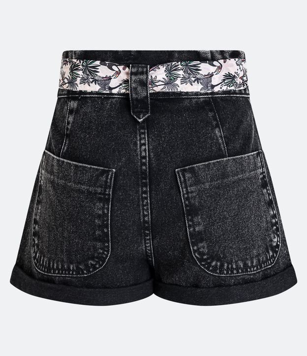Short Baggy Jeans com Cinto Lenço e Bolso Diferenciado Preto 6