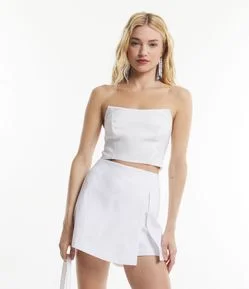 Top Tomara que Caia em Bengaline com Decote Pontudo