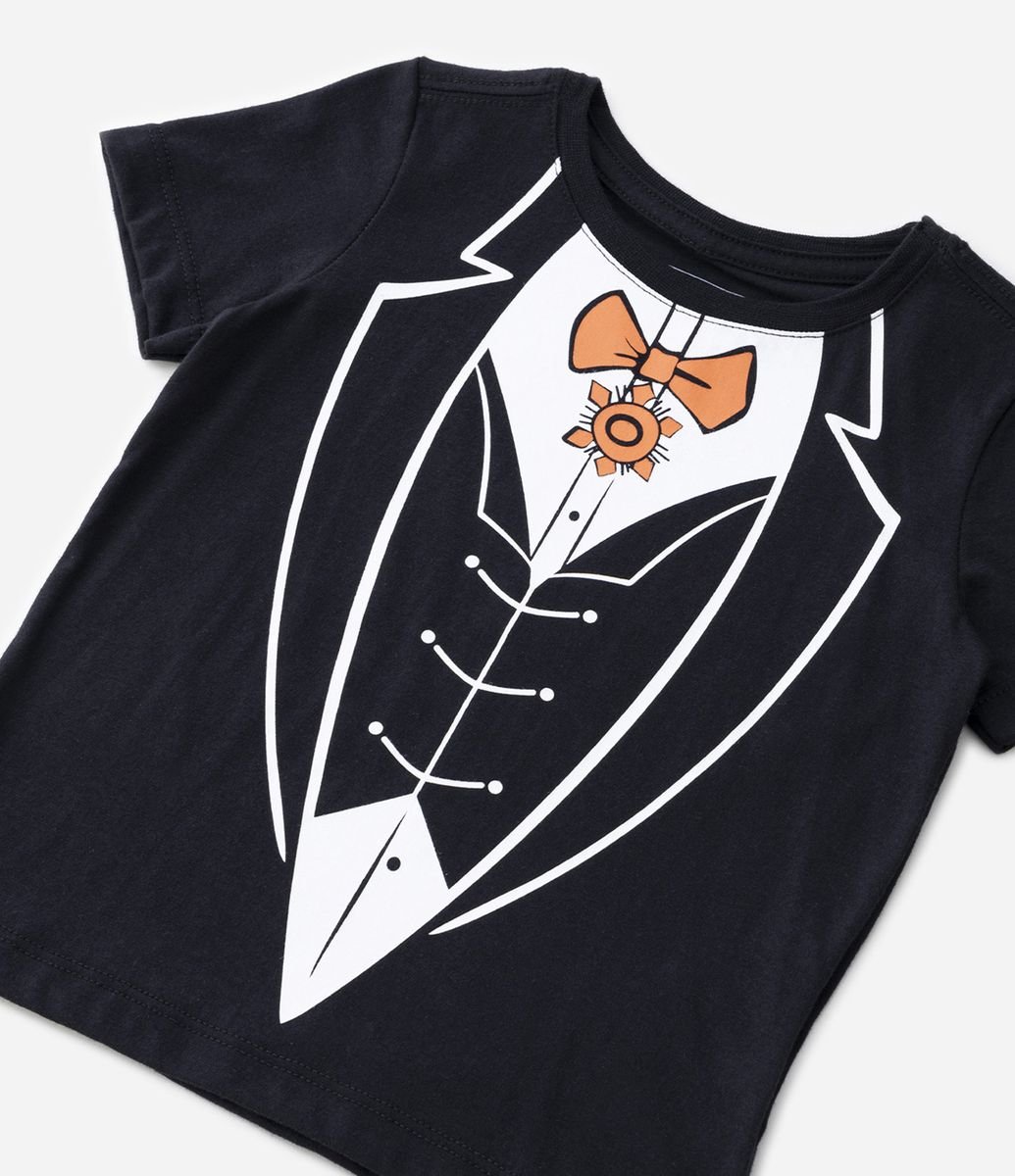 Camiseta Infantil Drácula com Capa e Máscara - Tam 1 a 5 anos Preto