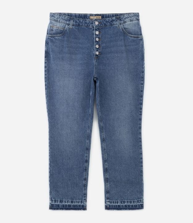 Calça Reta Jeans com Bolsos e Barra a Fio Curve & Plus Size Azul 6