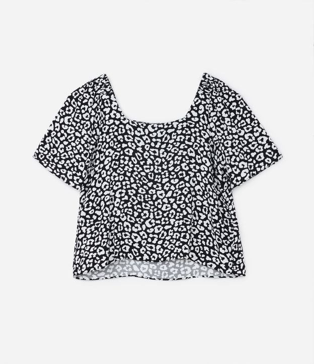 Blusa em Viscose com Estampa Animal Print Onça Curve & Plus Size Preto/ Branco 6