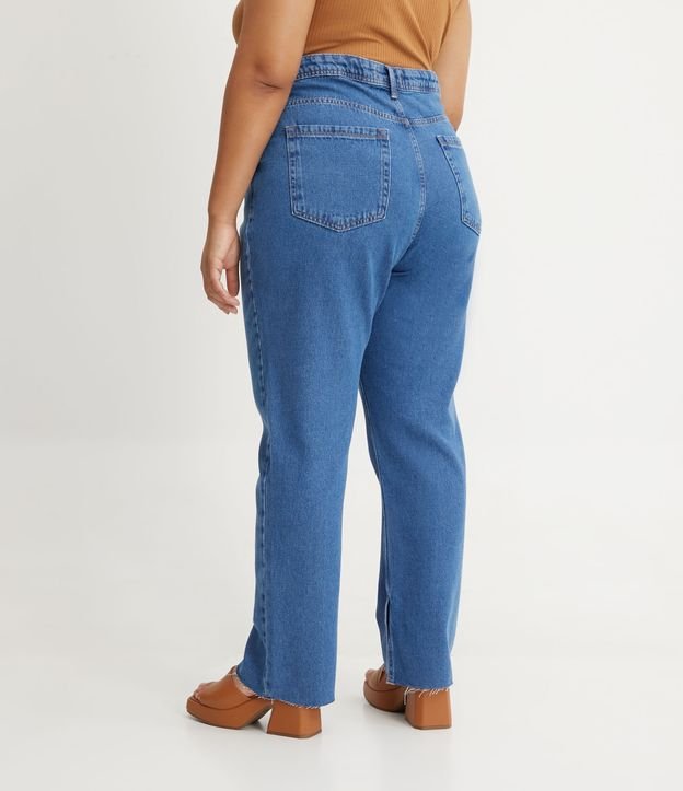 Calça Reta Jeans com Fenda Interna na Barra Curve & Plus Size Azul 3