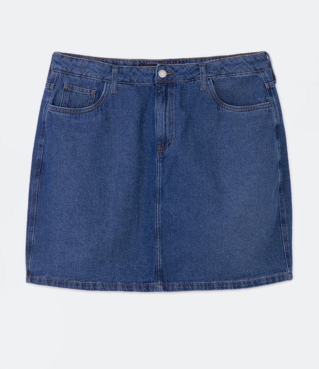 Saia Curta Jeans com Bolsos Curve & Plus Azul 7