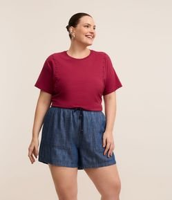 Short Comfy Jeans com Amarração no Cós Curve & Plus Size