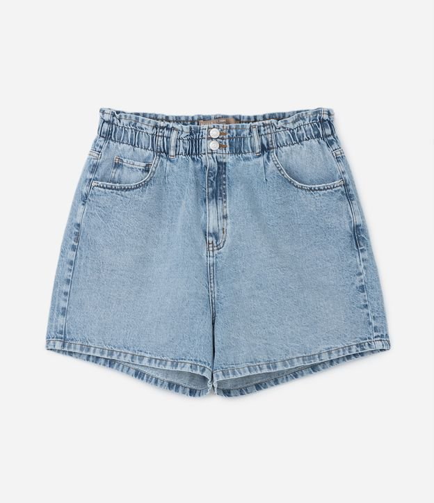 Short Clochard Jeans com Cós Elástico Curve & Plus Size Azul 5