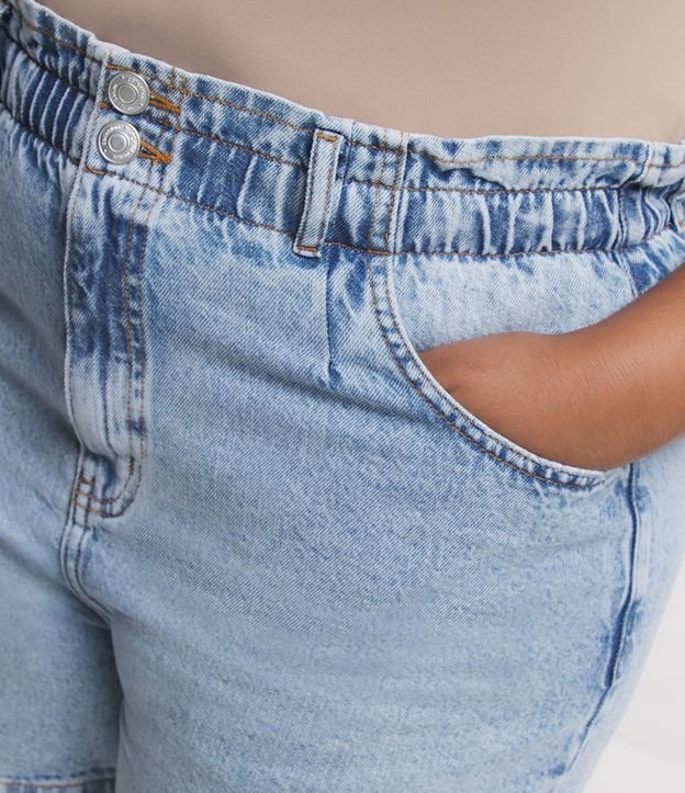 Short Clochard Jeans com Cós Elástico Curve & Plus Size Azul 4