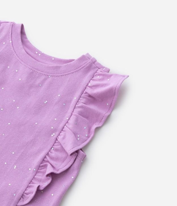 Blusa Sin Manga Infantil con Volado en los Hombros y Purpurina de Estrella - Talle 1 a 5 años Violeta 4
