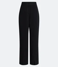 Calça Pantalona em Crepe com Fendas Frontais