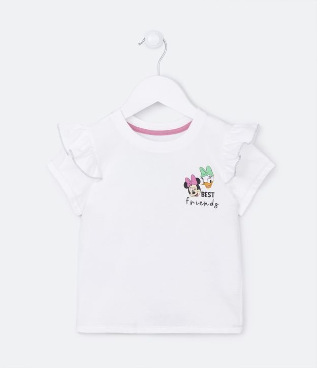 Conjunto Infantil con Volado y Estampa Delante y Detrás Minnie y Daisy - Talle 1 a 6 años Blanco 2