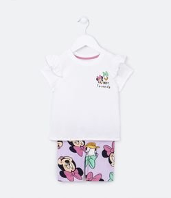 Conjunto Infantil com Babadinho e Estampa Frente e Costas Minnie e Margarida - Tam 1 a 6 Anos