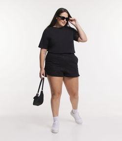 Short em Moletinho com Cós Elástico e Glitter Curve & Plus Size