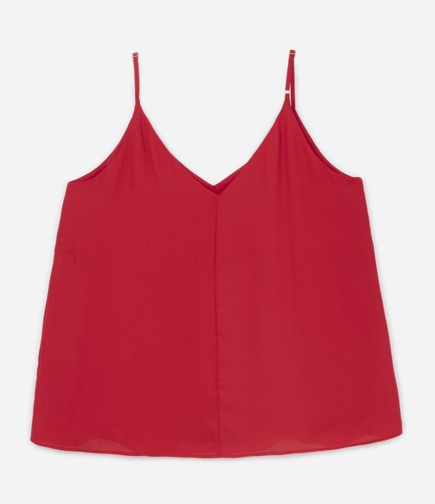 Blusa em Crepe com Alcinha Regulável e Decote V Curve & Plus Size Vermelho 6