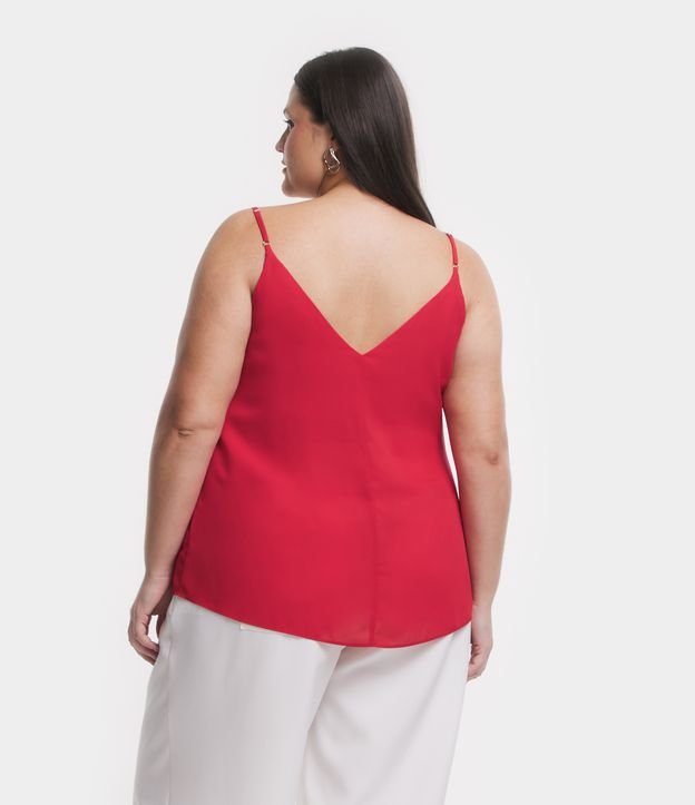 Blusa em Crepe com Alcinha Regulável e Decote V Curve & Plus Size Vermelho 3