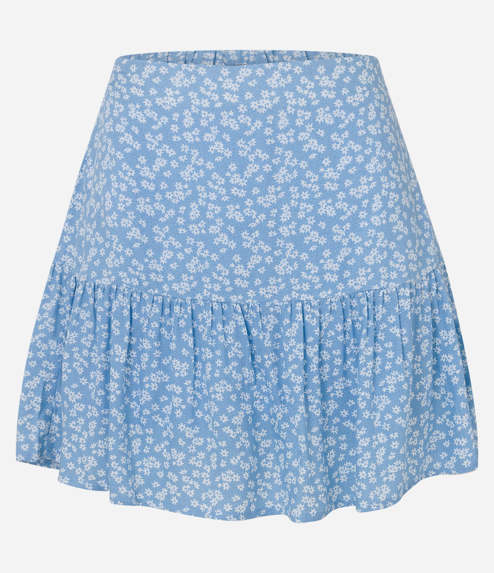 Short Saia em Viscose com Babado e Estampa Floral Liberty Azul 5