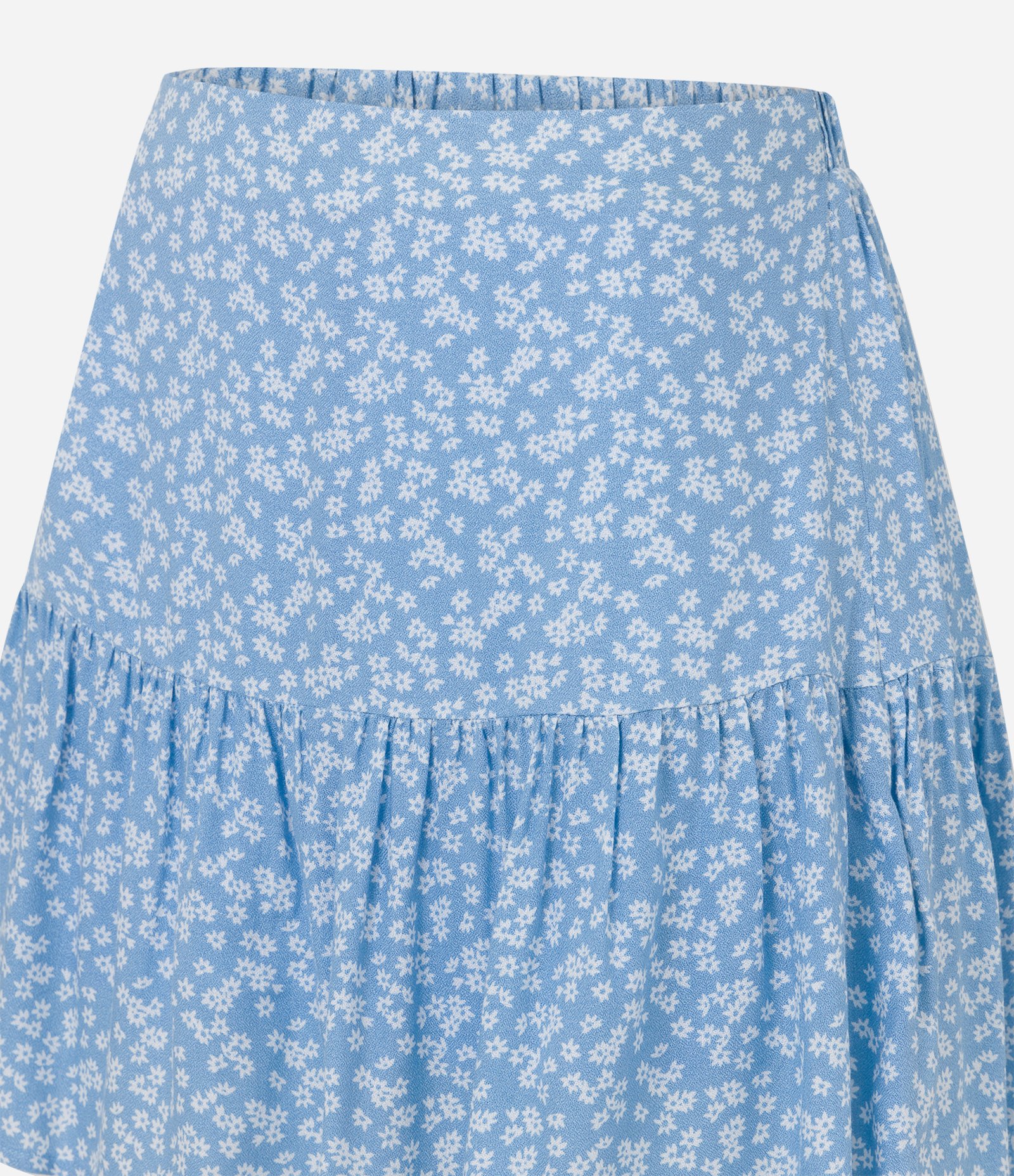 Short Saia em Viscose com Babado e Estampa Floral Liberty Azul 6