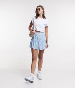 Short Saia em Viscose com Babado e Estampa Floral Liberty