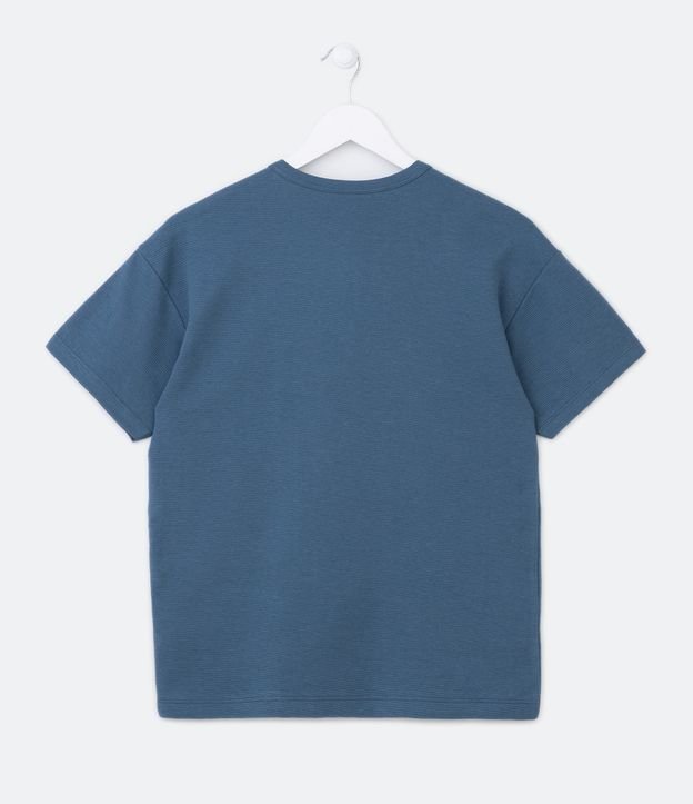 Camiseta Básica Infantil com Textura e Manga Curta - Tam 5 a 14 Anos Azul 2
