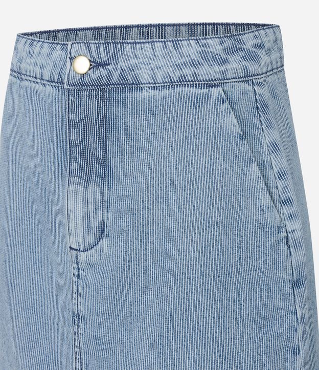 Saia Curta em Jeans com Fio Tinto Listrado e Bolsos Azul 7