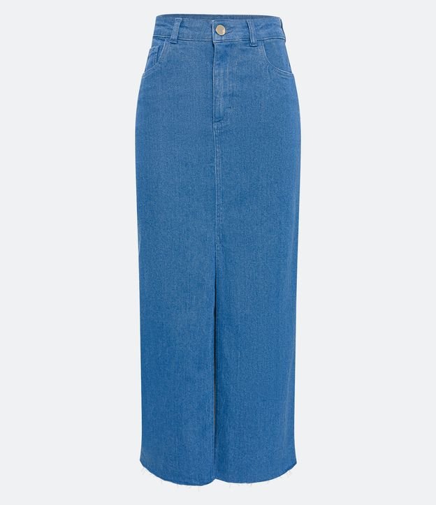 Saia Midi em Jeans com Bolsos e Fernda Central Azul 5