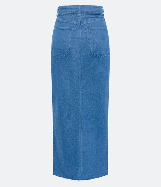 Saia Midi em Jeans com Bolsos e Fernda Central Azul 6