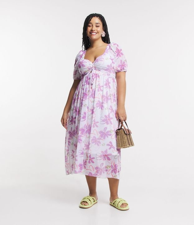 Vestido Plus Size Floral em Tule Best Size - E-commerce
