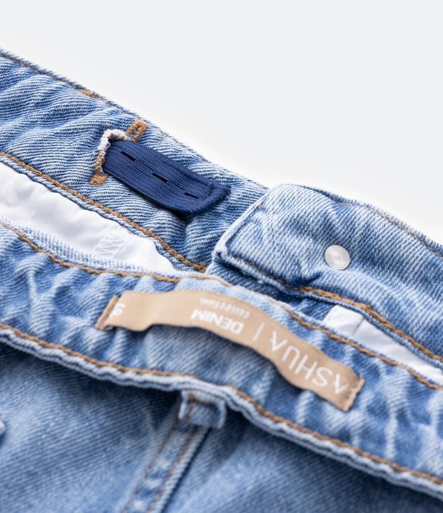 Saia Longa Jeans com Fenda Frontal Curve & Plus Size Azul 7