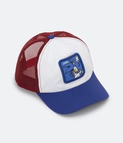 Boné Aba Curva Infantil com Bordado Sonic com Tela