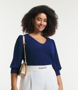 Blusa Plus Size Soltinha Manga Curta Estilo Bata - Renner