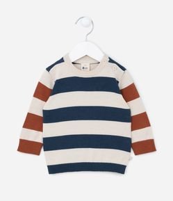 Blusão Infantil com Estampa Listrada - Tam 0 a 18 meses