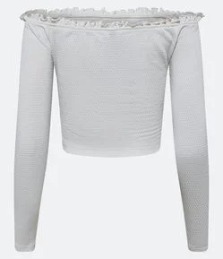 Blusa Corset Texturizada Ombro a Ombro com Babadinho