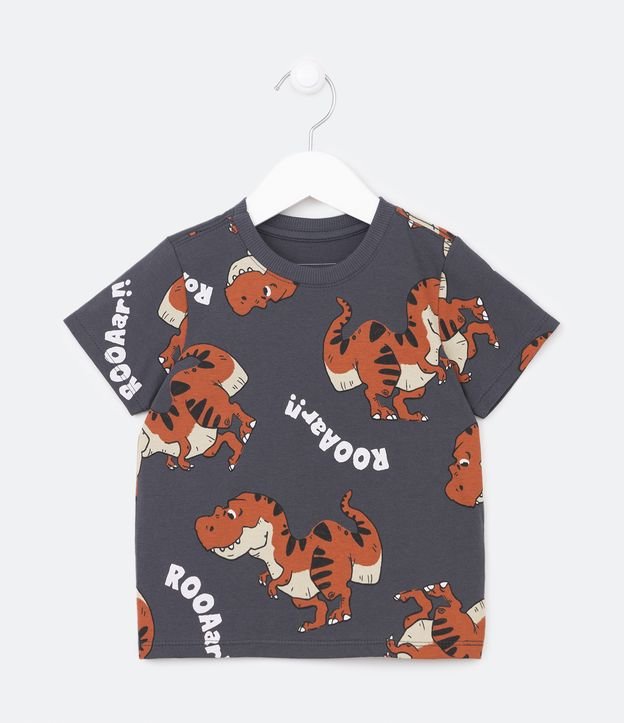 Camiseta Infantil em Algodão Estampa Dinos Roar - Tam 1 a 5 Anos