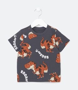 Camiseta Infantil em Algodão Estampa Dinos Roar - Tam 1 a 5 Anos