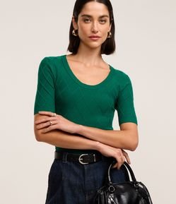 Blusa em Tricô com Losangos em Textura