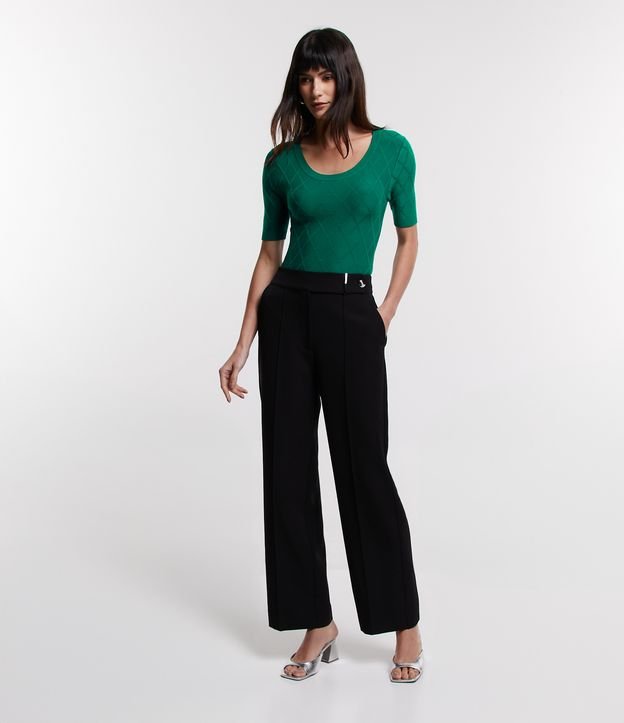 Blusa em Tricô com Losangos em Textura